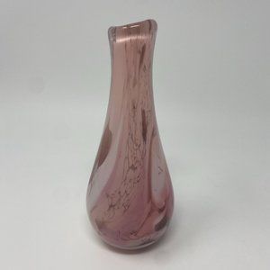 Vintage Pink Handblown Art Glass Bud Vase, No Markings - 8" tall